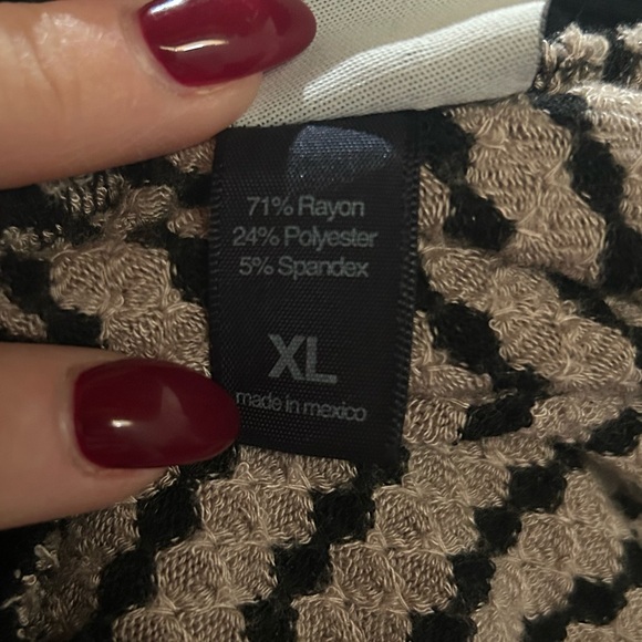 EUC Daytrip Open Front Black Taupe Ruched Striped Stretch Cardigan - Picture 9 of 9